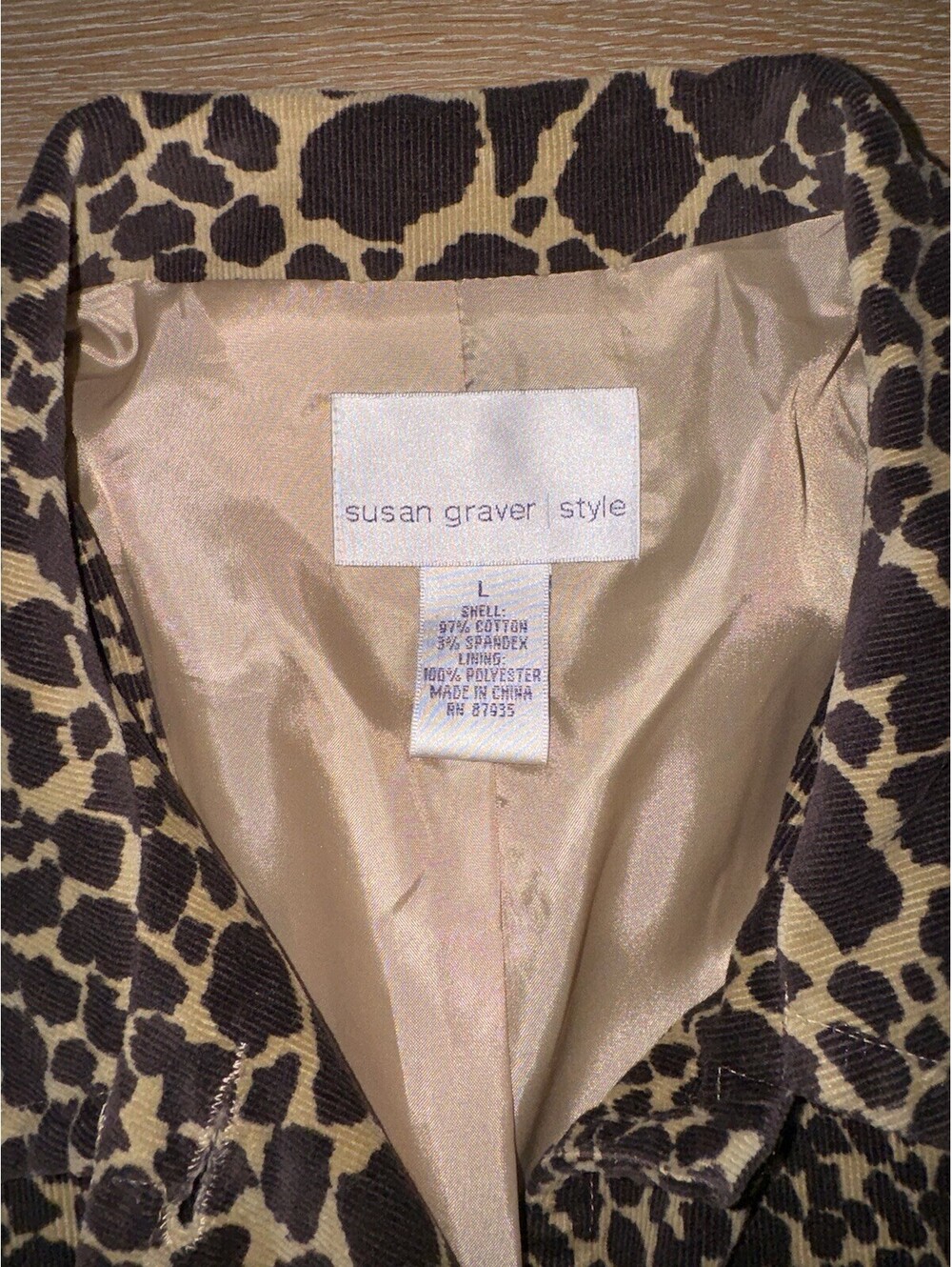 Susan Graver Blazer Jacket Animal Print Women's LARGE - Picture 3 of 5